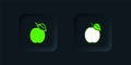 Green Plum fruit icon isolated on black background. Black square button. Vector Royalty Free Stock Photo