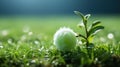 Green Plum Lies on the Grass Background Selective Focus