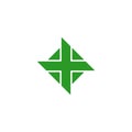 Green plus medical square shape geometric logo vector Royalty Free Stock Photo