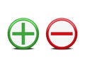 Green Plus sign and red Minus sign