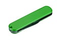 Green pocketknife isolated on white