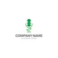 Green podcast logo design template