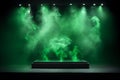 green podium for display product with smokes by Generative AI