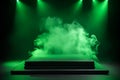 green podium for display product with smokes by Generative AI