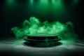 green podium for display product with smokes by Generative AI