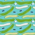 Green Pods Guaba Ice Cream Beans Seamless Pattern.