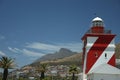 Green Point Lighthouse in front of the city Royalty Free Stock Photo