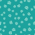 Green Pointer to wild west icon isolated seamless pattern on green background. Western signboard, message board