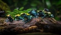 Green poison arrow frog sitting on branch generated by AI Royalty Free Stock Photo