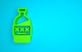 Green Poisoned alcohol icon isolated on blue background. Minimalism concept. 3D render illustration