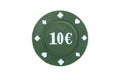 Green poker chip isolated on white background top view Royalty Free Stock Photo
