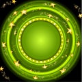 Green poker round background with golden stars and green circle frame