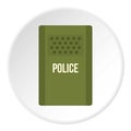 Green police riot shield icon circle