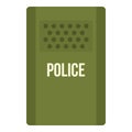 Green police riot shield icon isolated