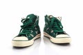 Green polka dot canvas shoe.