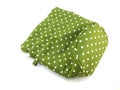 Green polka dots fabrice bag on white background Royalty Free Stock Photo