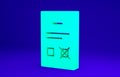 Green Poll document icon isolated on blue background. Minimalism concept. 3d illustration 3D render