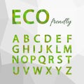 Green Polygonal Alphabet Set. Eco friendly style.