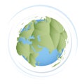 Green polygonal earth, vector icon of planet earth