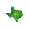 Green Polygonal Texas Map Vector Illustration Logo Template