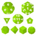 Green Polyhedron Dice with Numbers and Empty. Vector