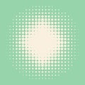 Green pop art background. Circle halftone gradation frame. Duotone fade gradient. Anime curve backdrop dot pattern