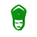 Green Pope icon isolated on transparent background. Pope hat. Holy father.