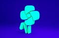 Green Poppy flower icon isolated on blue background. Minimalism concept. 3d illustration 3D render