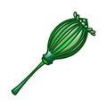 Green poppy icon, cartoon style