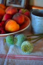 Poppy and peach still life