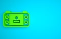 Green Portable video game console icon isolated on blue background. Handheld console gaming. Minimalism concept. 3D