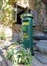 Green postbox in village of huangling mountain, adobe rgb