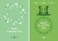 Green postcards for saint patrick day - vector greeting cards with clover