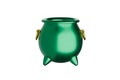 Green pot with gold handle Royalty Free Stock Photo