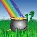 Green pot and leprechaun hat. Happy St. Patricks Day Royalty Free Stock Photo