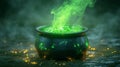 A Green Potion Simmering in a Black Cauldron Royalty Free Stock Photo