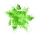 Green powder explosion in a frame on a white background. Royalty Free Stock Photo
