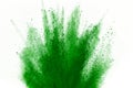 Green powder explosion on white background. Colored cloud. Color Royalty Free Stock Photo
