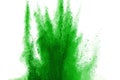 Green powder explosion on white background. Colored cloud. Color Royalty Free Stock Photo