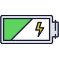 Green power battery charge recharge vector icon