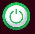 Green power button icon on dark background Royalty Free Stock Photo