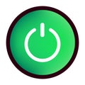 Green power button icon: on symbol in circle design Royalty Free Stock Photo