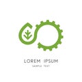 Green power logo - leaf and gear wheel symbol