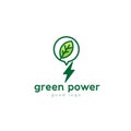 Green Power Nature Leaf Logo Design