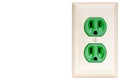 A green power outlet receptacle