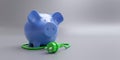 Green power plug and piggy bank. House electricity cost saving