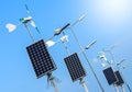 Green power, wind turbines and solar panels. Royalty Free Stock Photo