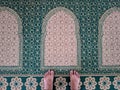 Green prayer mat on the mosque