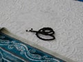 Green prayer rug and rosary. green prayer rug and ramadan month Royalty Free Stock Photo