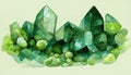 Green prehnite crystal cluster digital ÃÂ¢inting on a light background